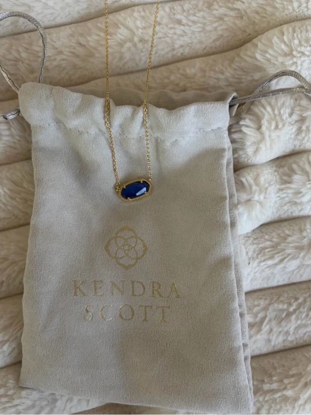 Kendra Scott Gold Necklace with Royal Blue Stone